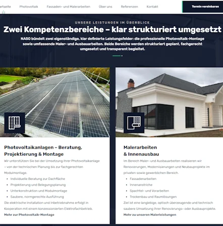 Leistungsübersicht der NASO Website